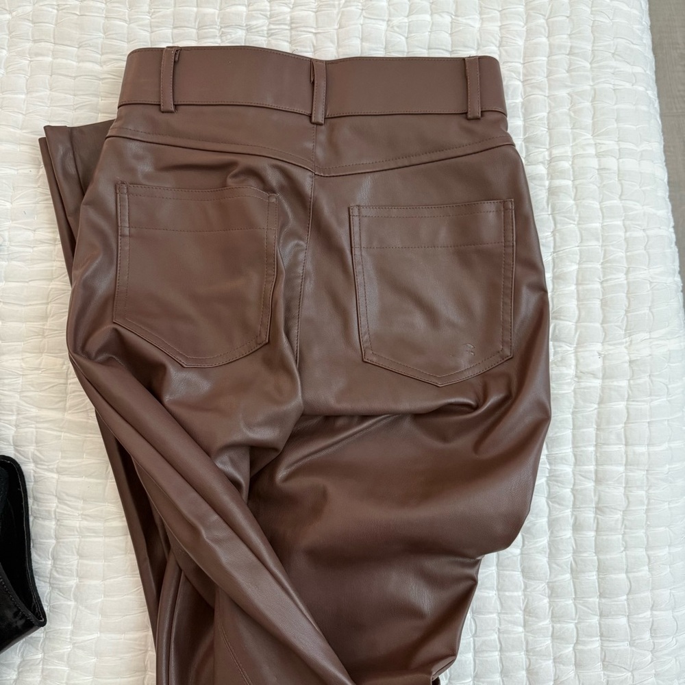 Zara Chocolate Faux Leather Pants Xsmall - Picture 4 of 4